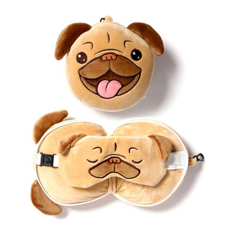 Puckator Mopps Pug Travel Pillow & Eye Mask, , large image number 0