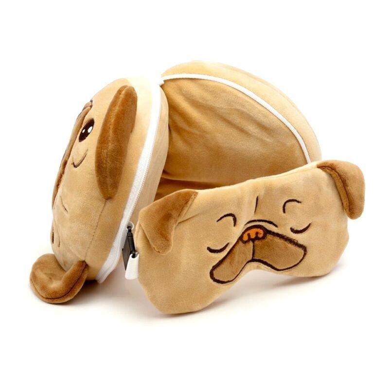 Puckator Mopps Pug Travel Pillow & Eye Mask, , large image number 1
