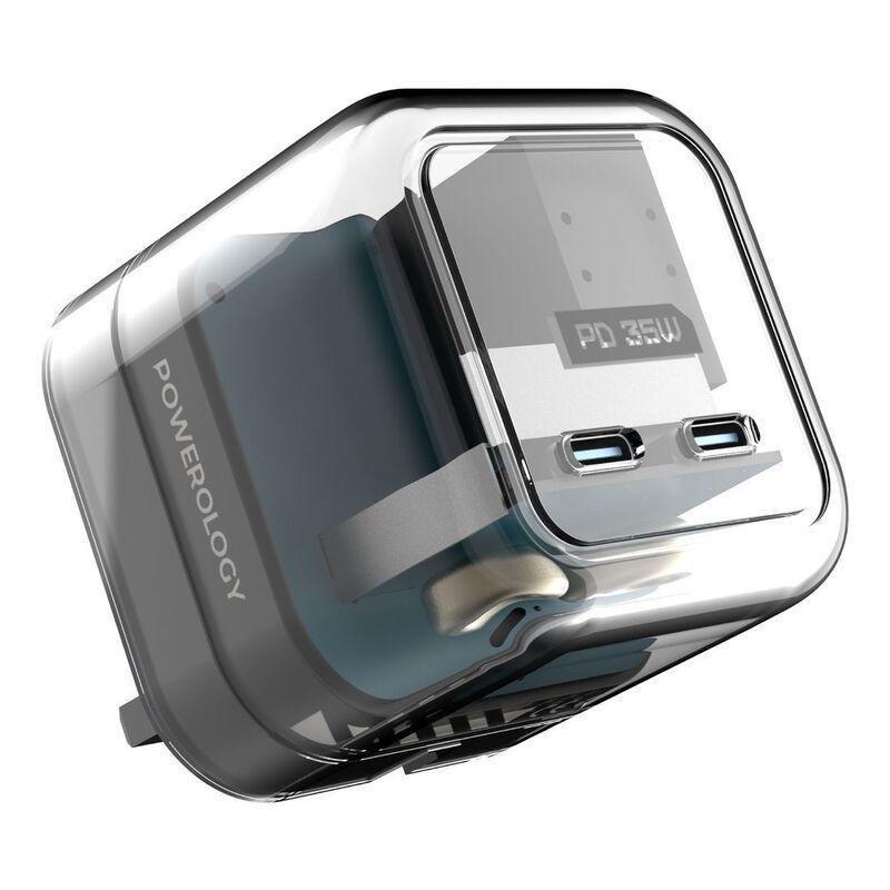 Powerology Crystalline Series Dual 35W PD GaN Charger with Folding Plugs, , large image number 1
