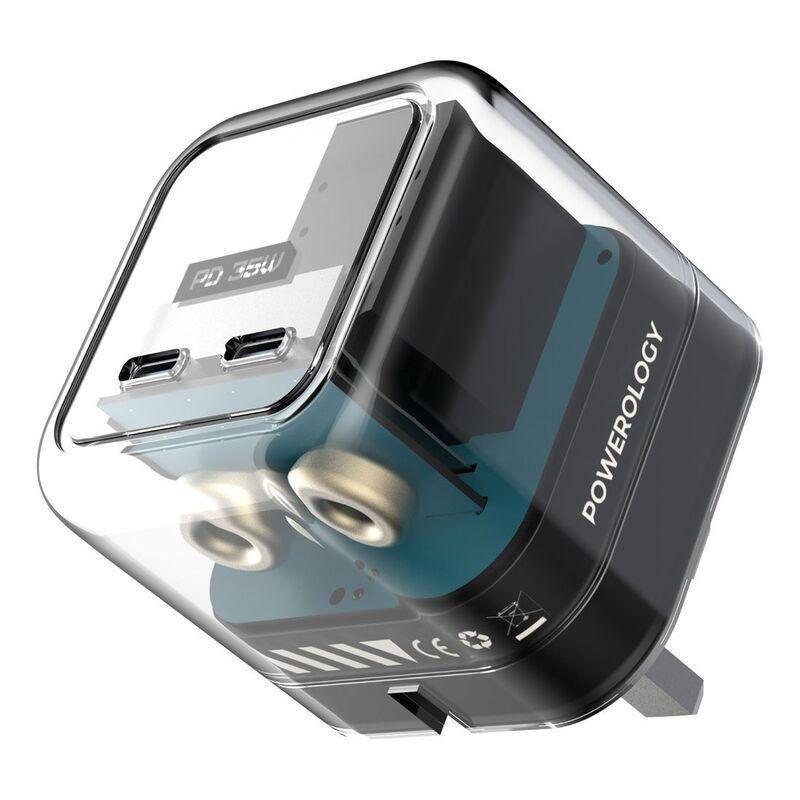 Powerology Crystalline Series Dual 35W PD GaN Charger with Folding Plugs, , large image number 2