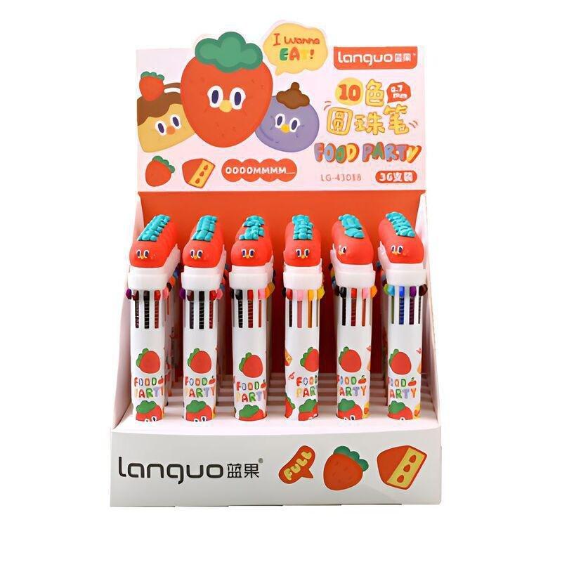 LANGUO - Languo Strawberry Shape 10-Color Ball Point Pen 0.55 mm (Assortment - Includes 1)