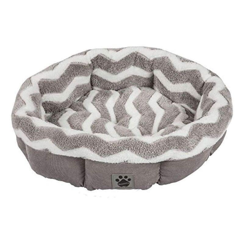 Snoozy Precision Hip As A Zig Zag Pet Bed - Gray/White Round Shearling 21'-inch, , large image number 0