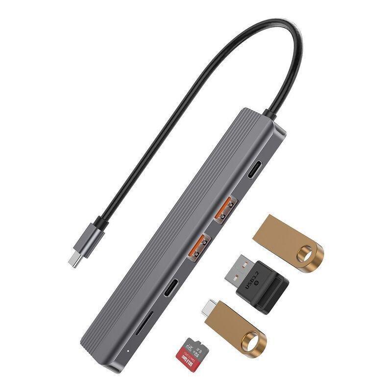 POWEROLOGY - Powerology 6-in-1 Slim 4K HDMI USB-C Hub 10Gbps Data Transfer & 100W PD