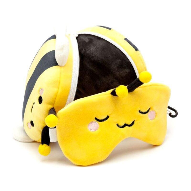 Puckator Bee Round Plush Travel Pillow & Eye Mask, , large image number 1