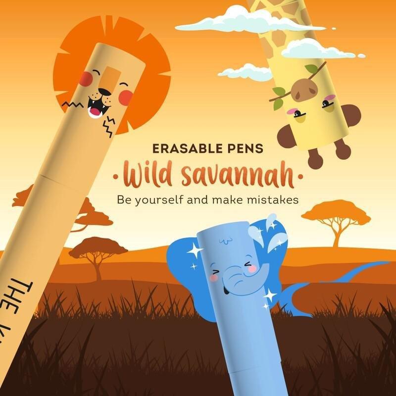 Legami Erasable Gel Pens - Set of 3 - Lion / Elephant / Giraffe, , large image number 5