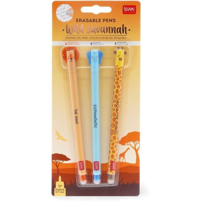 Legami Erasable Gel Pens - Set of 3 - Lion / Elephant / Giraffe, , large image number 6