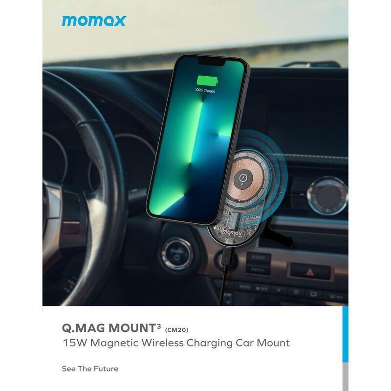 Momax Q.Mag Mount 3 15W MagSafe Wireless Charging Car Mount - Space Grey, , large image number 1