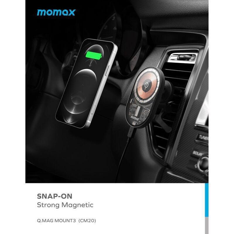 Momax Q.Mag Mount 3 15W MagSafe Wireless Charging Car Mount - Space Grey, , large image number 2
