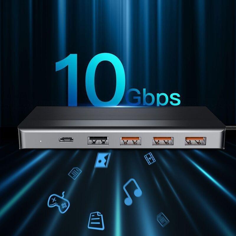 Powerology 13-in-1 Dual HDMI & DP 4K USB-C Hub Ethernet 10Gbps Data Transfer & 100W PD, , large image number 1