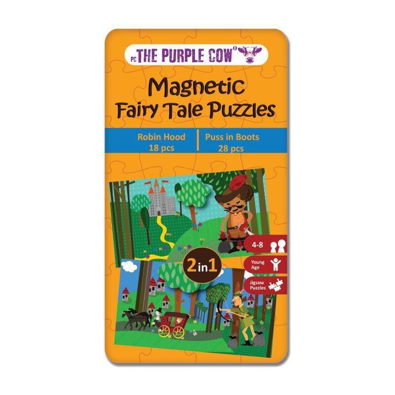 The Purple Cow Magnetic Fairy Tale Puzzles Robin Hood & Puss In Boots Travel Game, , medium