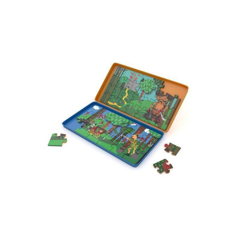 The Purple Cow Magnetic Fairy Tale Puzzles Robin Hood & Puss In Boots Travel Game, , large image number 1