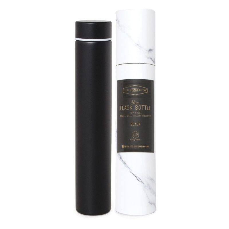 Designworks Slim Flask Bottle Marble White Black Bottle, , large image number 1