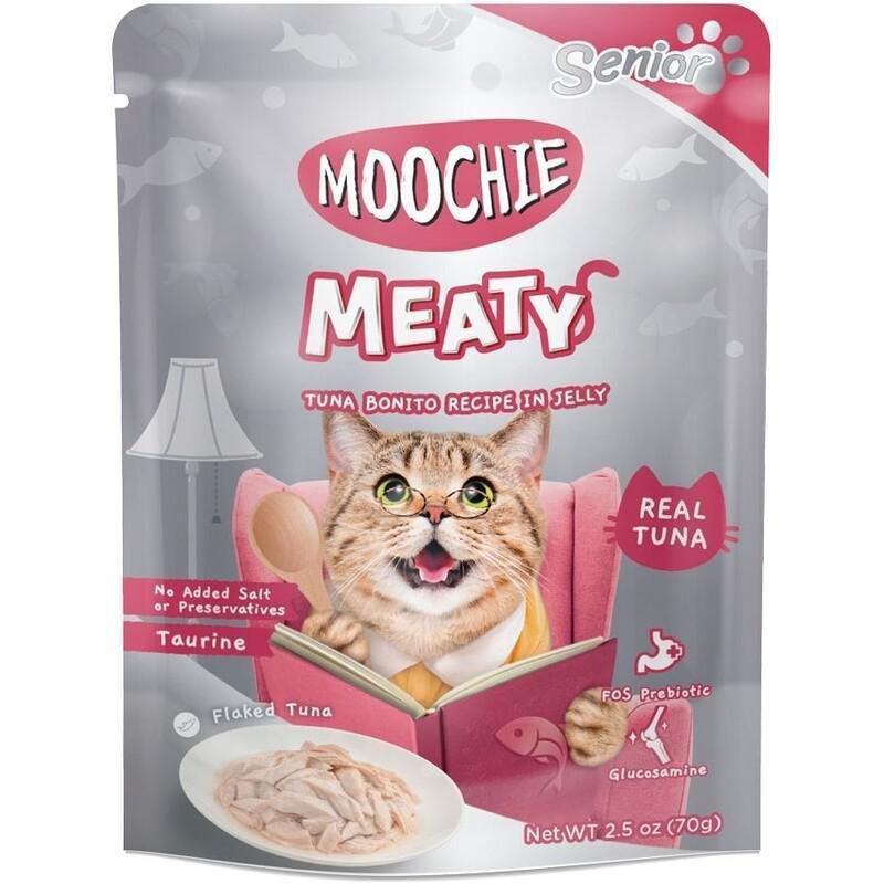 Moochie Cat Food Tuna & Bonito Recipe In Jelly Pouch 12 x 70 g, , large image number 0