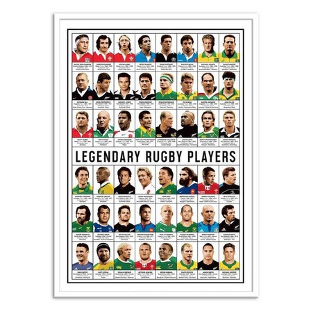 WALL EDITIONS - Legendary Rugby Players Art Poster by Olivier Bourdereau (30 x 40 cm)