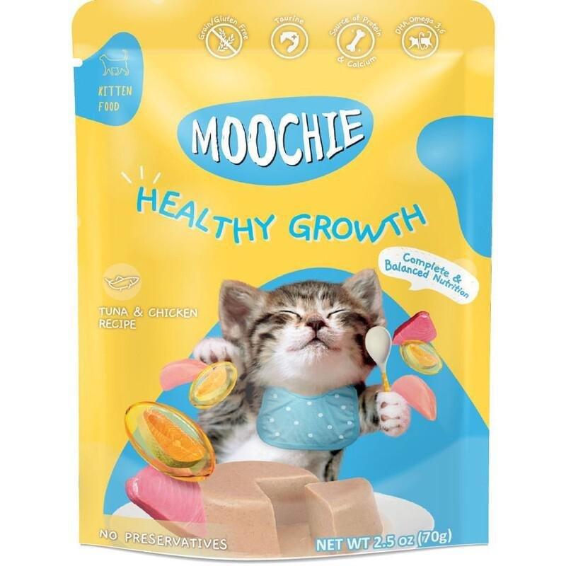 Moochie Cat Food Tuna and Chicken Recipe For Kitten - Healthy Growth Pouch 12 x 70 g, , large image number 0