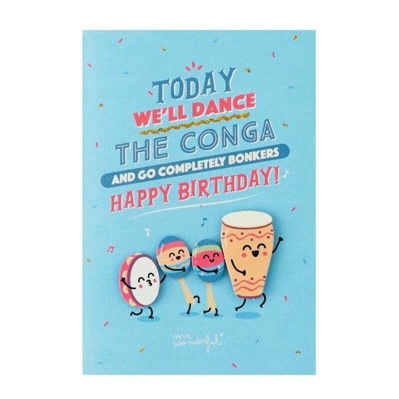 Birthday Today We'Ll Dance the Conga Birthday Card (12 x 18cm), , large image number 0