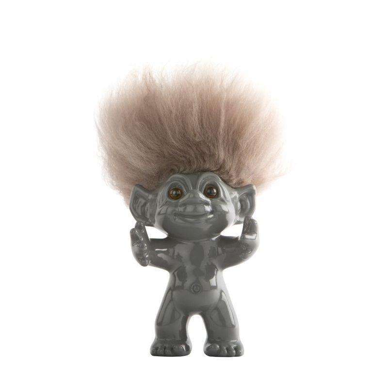 Good Luck Troll Grey with Natural Hair Statue (12 cm), , large image number 0
