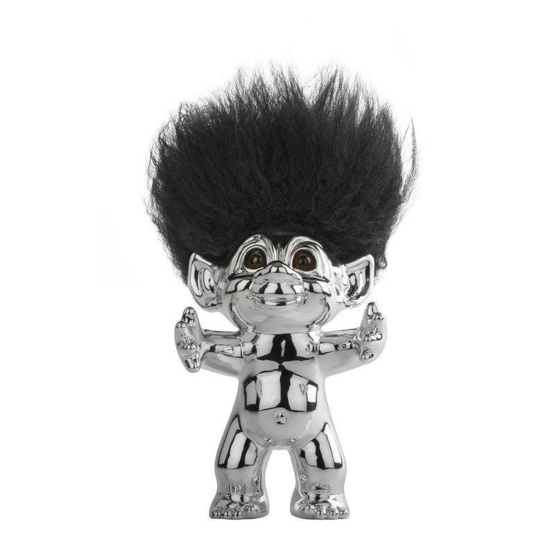 Good Luck Troll Chrome with Black Hair Statue (12 cm), , large image number 0