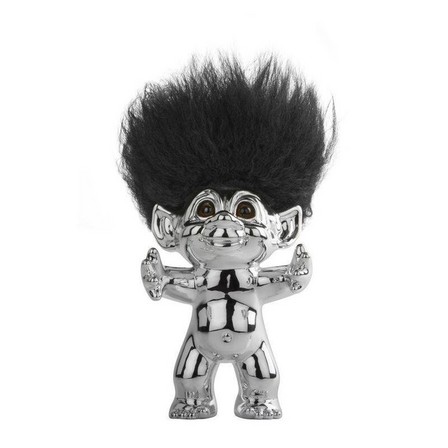 BYSOMMER - Good Luck Troll Chrome with Black Hair Statue (12 cm)