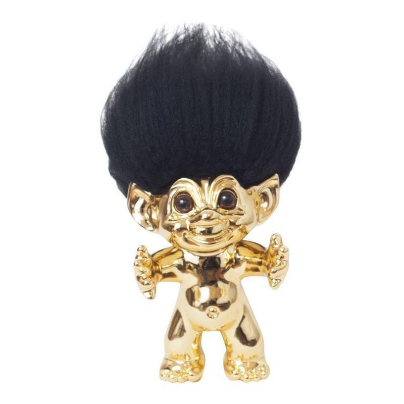 Good Luck Troll Brass with Black Hair Statue (12 cm), , large image number 0