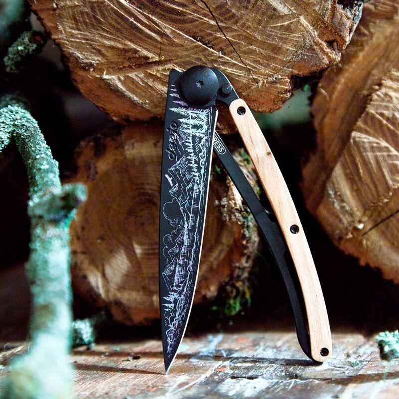 Deejo 37G Pocket Knife - Juniper Wood/Mountain (Grey), , large image number 5