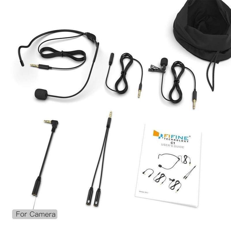 Fifine C1 Lavalier Microphone with Extension Cable & Y-Splitter, , large image number 0
