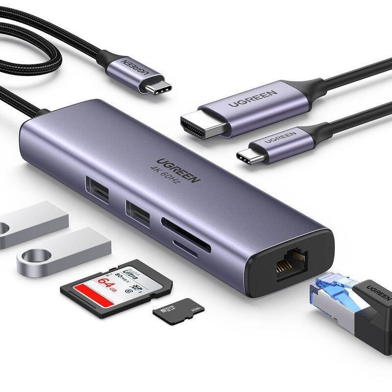 UGREEN 7-in-1 Multiport Adapter 4K 60Hz HDMI To USB-C 100W PD/SD, , large image number 0