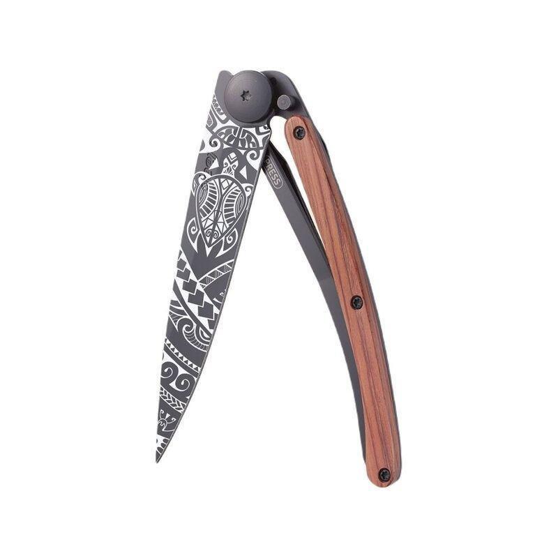 Deejo 37G Pocket Knife - Coral Wood/Polynesian (Grey), , large image number 0