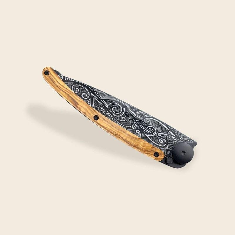 Deejo 37G Pocket Knife - Olive Wood/Pacific (Grey), , large image number 2