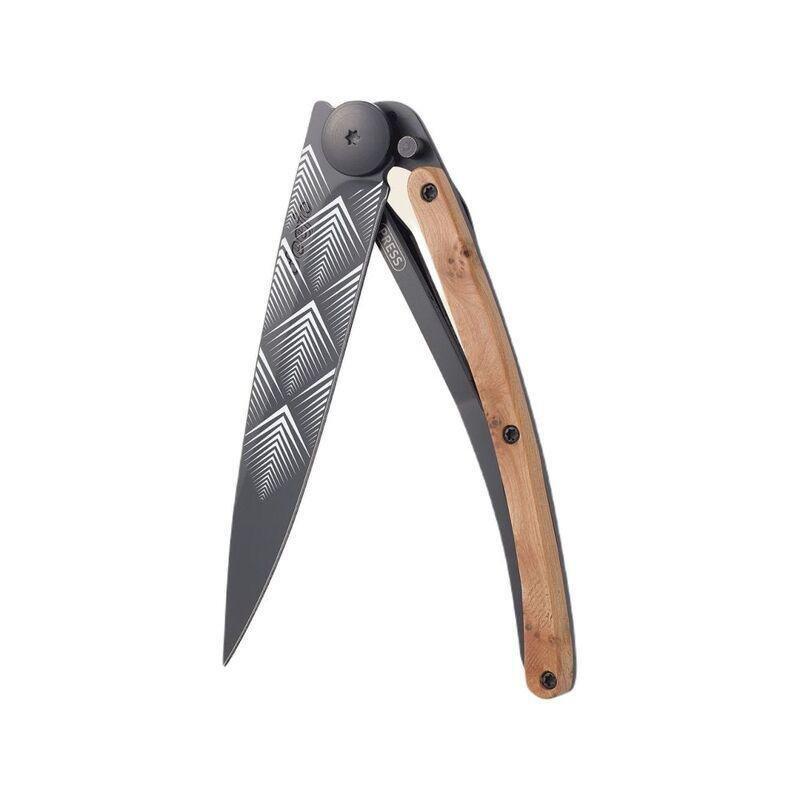 Deejo 37G Pocket Knife - Juniper Wood/Art Deco (Grey), , large image number 0