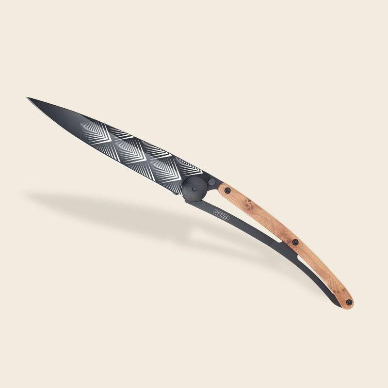Deejo 37G Pocket Knife - Juniper Wood/Art Deco (Grey), , large image number 1