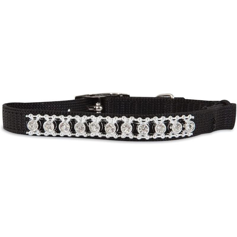 Petmate Bling Elastic Cat Collar - 3/8" x 8-10" - Black, , large image number 0