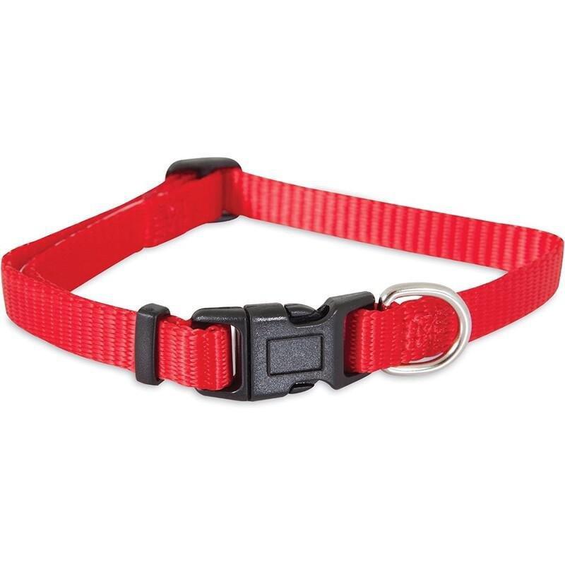 Petmate Standard Nylon Adjustable Dog Collar Red 3/8 x 8-14In, , large image number 0