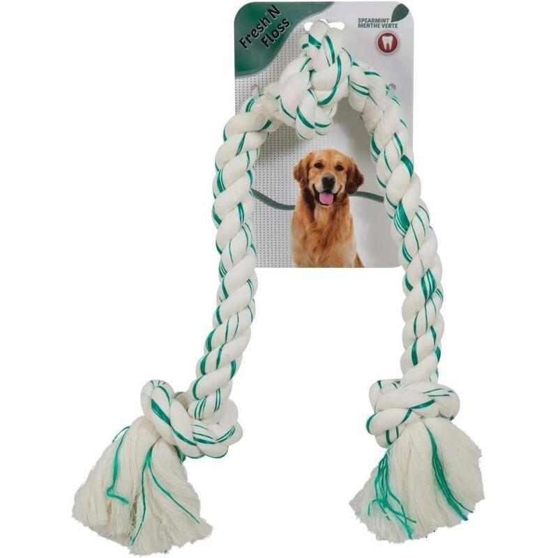 Fresh 'N Floss Booda Fresh N Floss 3 Knot Tug Rope Dog Toy - X-Large - Spearmint, , large image number 0