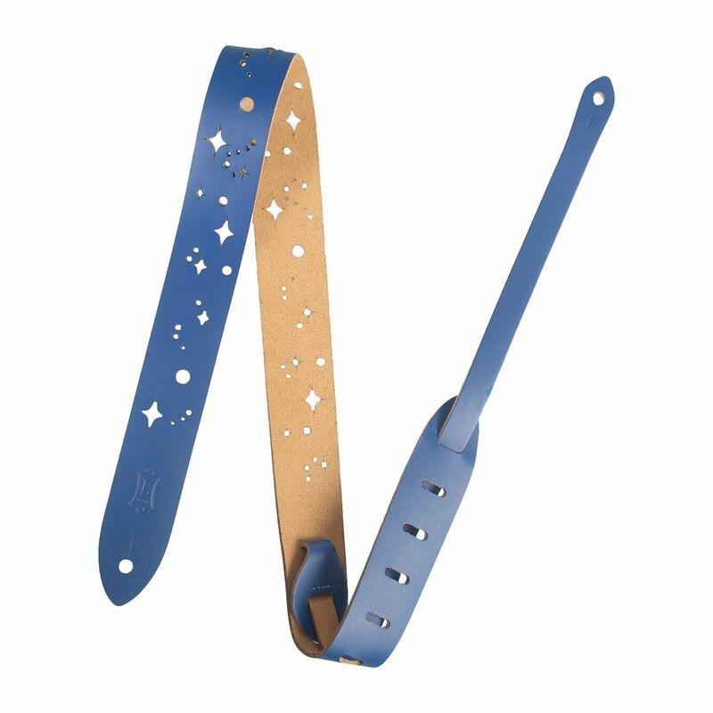 Levys 1 1/2''Kids Leather Guitar Strap With Galaxy Punch Mj12Gscblu, , large image number 0