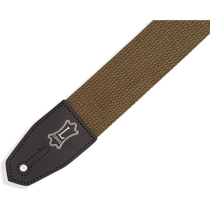 Levys Right Height Green Cotton Leather Guitar Strap MRHCGRN 2-Inch, , large image number 2