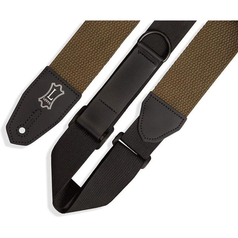 Levys Right Height Green Cotton Leather Guitar Strap MRHCGRN 2-Inch, , large image number 3