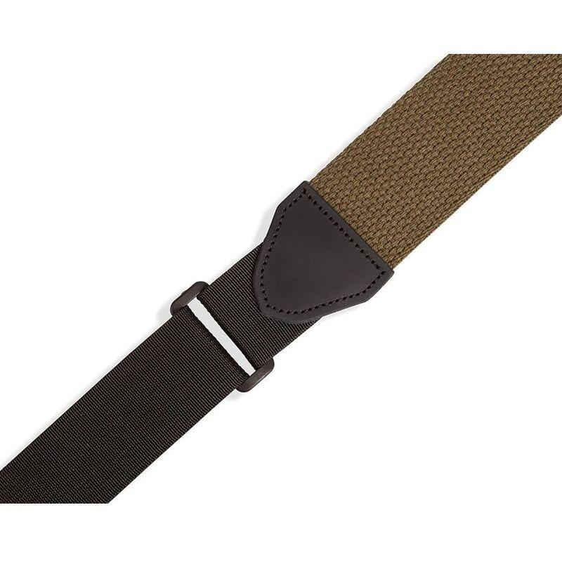 Levys Right Height Green Cotton Leather Guitar Strap MRHCGRN 2-Inch, , large image number 4