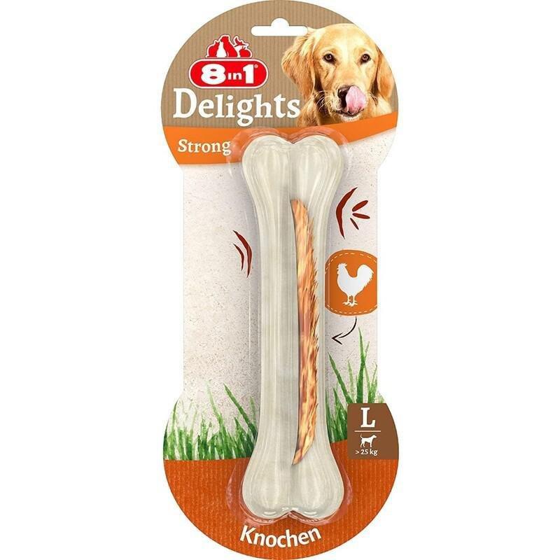 8IN1 Delights Chicken Chew Bone Strong - Large Tasty Dog Treats, , large image number 0