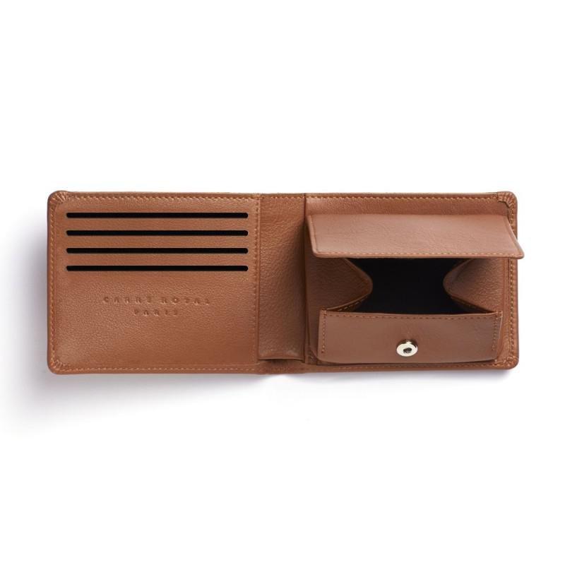 Carre Royal Portefeuille Porte-Carte Avec Monnaie Leather Wallet Brandy, , large image number 1