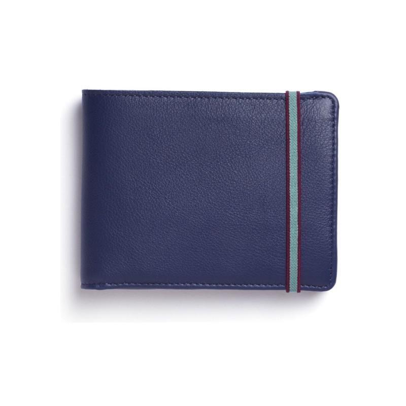 Carre Royal Portefeuille Porte-Carte Avec Monnaie Leather Wallet Blue, , large image number 0
