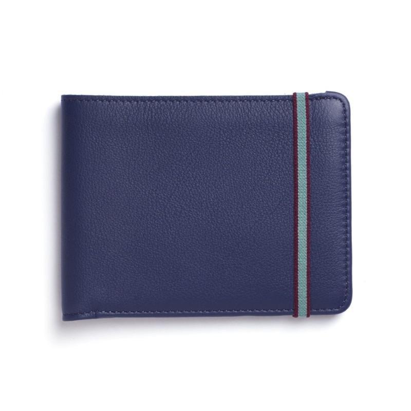 Carre Royal Portefeuille Porte-Carte En Cuir Leather Wallet Blue, , large image number 0