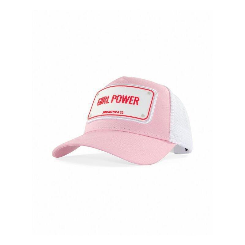 John Hatter Girl Power Rubber Patch Cap Unisex Cap Pink & White, , medium