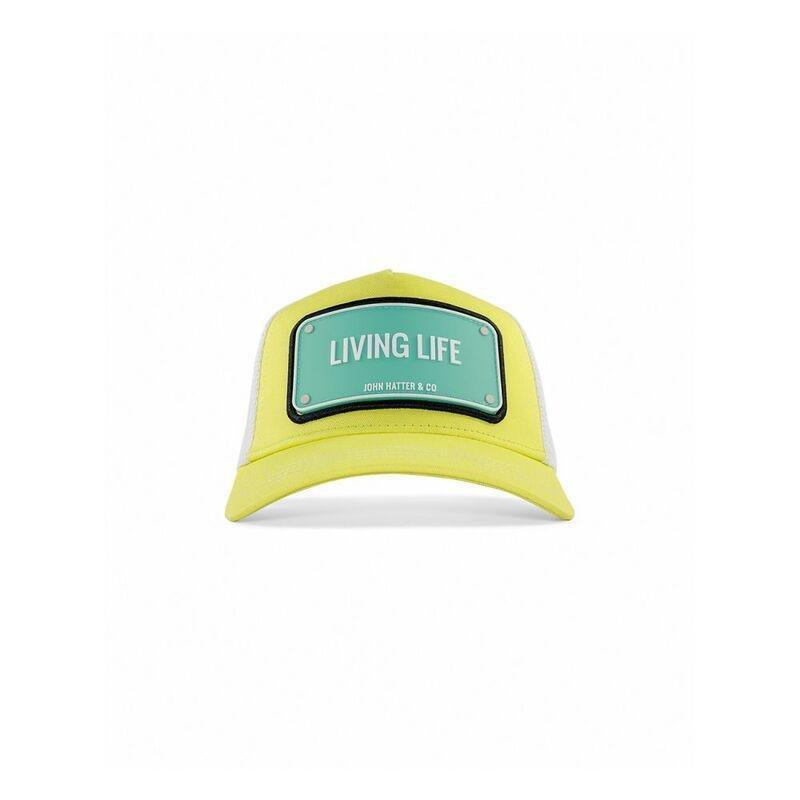 John Hatter Living Life Rubber Patch Cap Unisex Cap Yelow And White, , medium