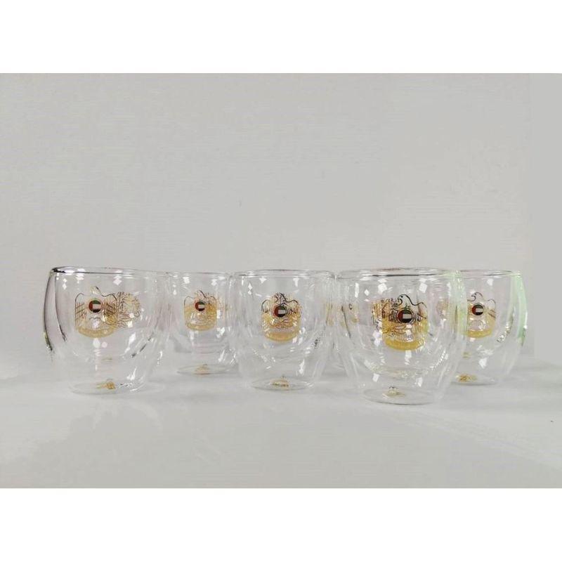 Rovatti UAE Nevoso Double Glass Arabic Coffee Cup Gold 100ml, , large image number 0