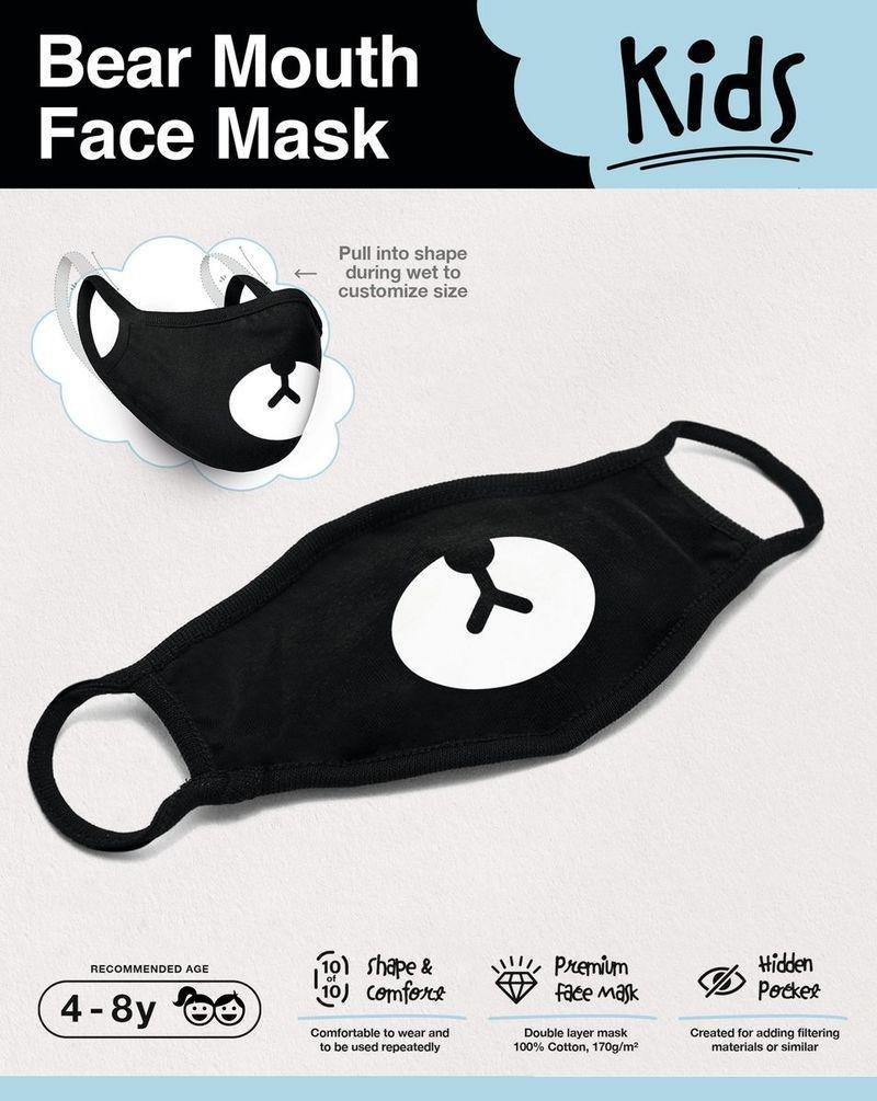 Mister Tee Bear Mouth Kids' Face Mask Black, , large image number 1