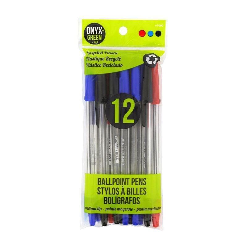 Onyx & Green Ball Pen Made From Recycled Plastic/Red/Blue/Black/Eco Friendly (Pack of 12), , large image number 0