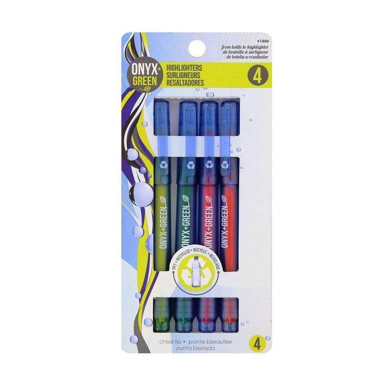 Onyx & Green Fine Highlighter Pens 4 Colors Chisel Tip, , medium