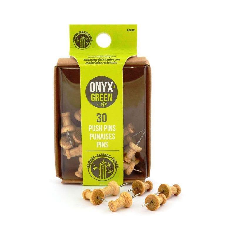 Onyx & Green Push Pins Made From Bamboo (Pack of 30), , large image number 0