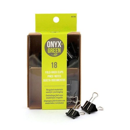 ONYX + GREEN - Onyx & Green Binder Clips 1 and 3/4 Inches (Pack of 18)